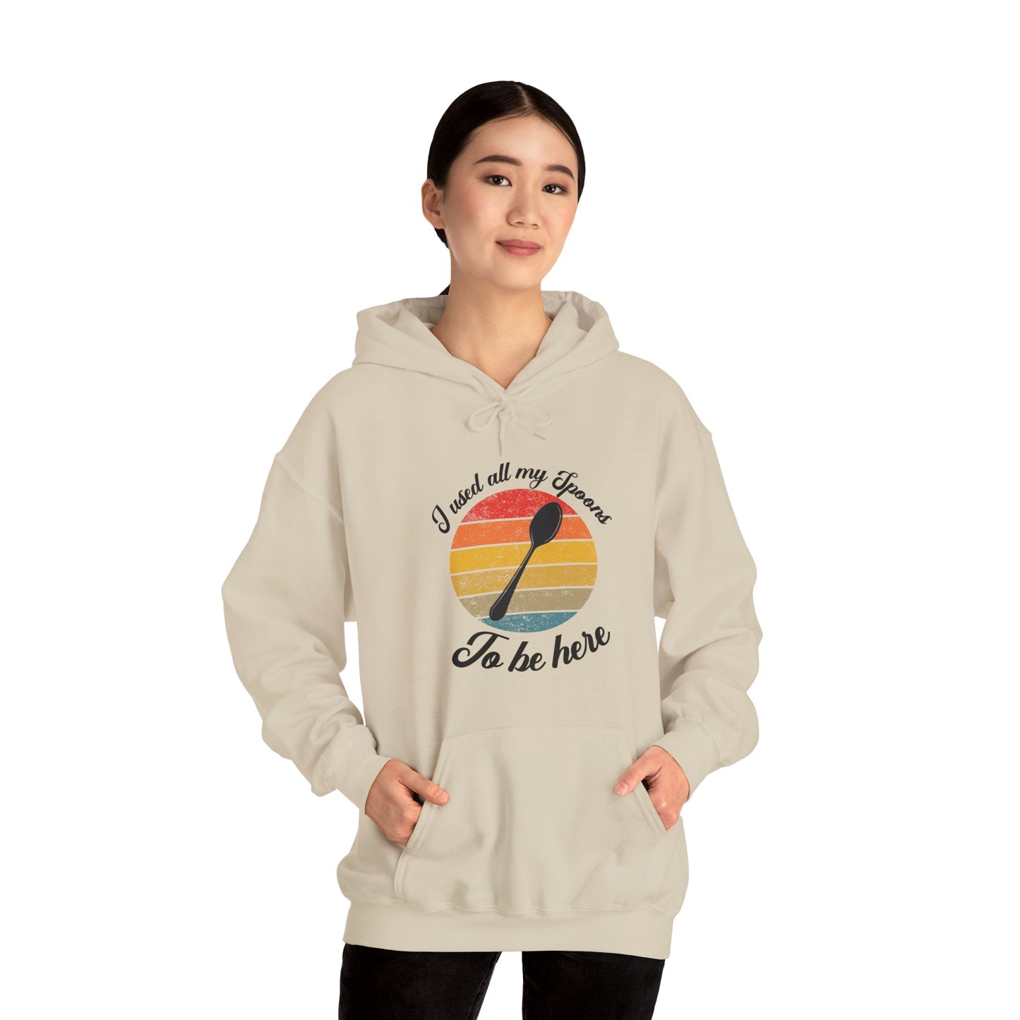 Humorous spoon theory hoodie, "I don't have enough spoons to be here hoodie" Empowering Stylish Comfort Apparel