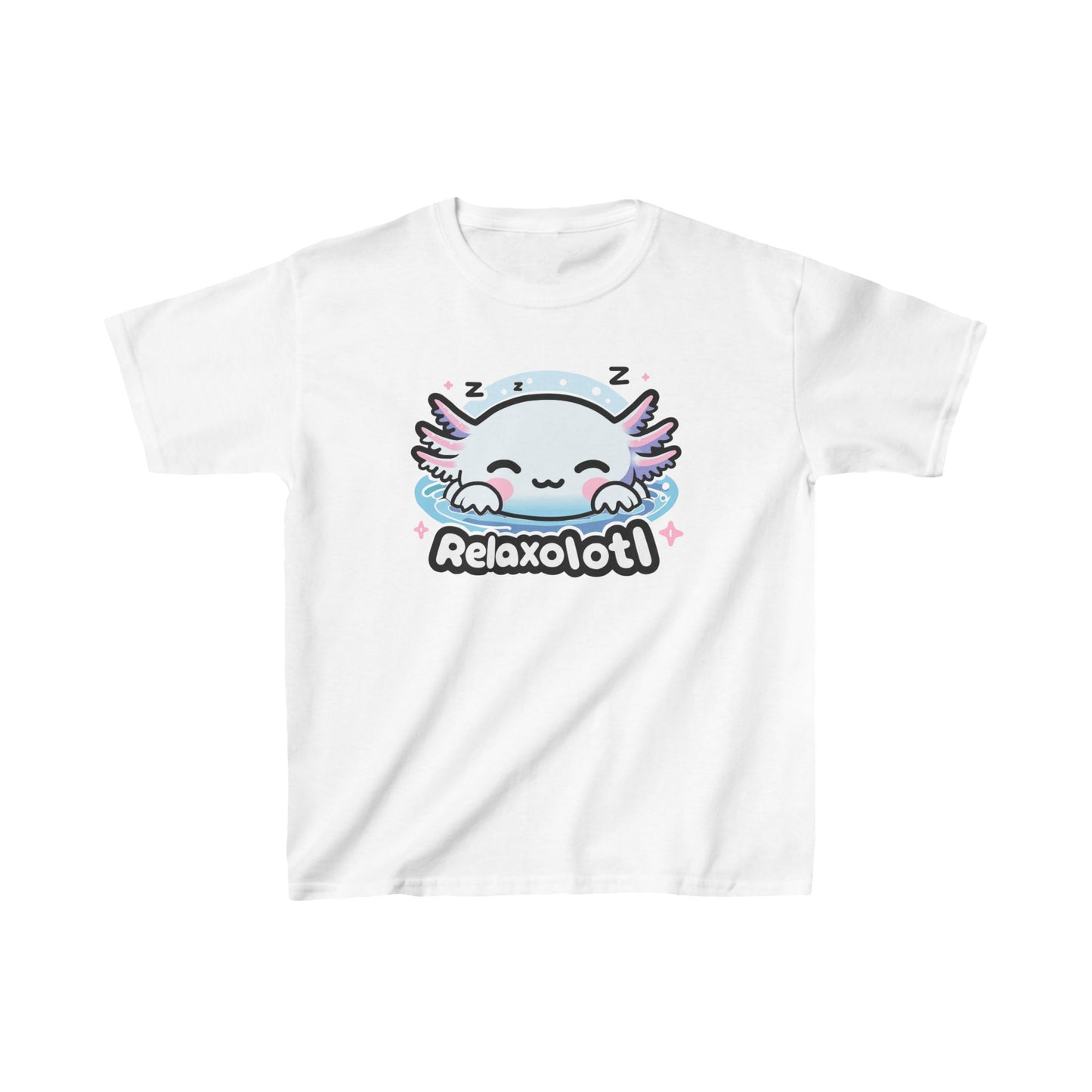 Cartoon kids Axolotl T-Shirt, Kawaii Aquatic Animal Tee, Cute Relaxolotl Lover Gift, unisex cotton shirt