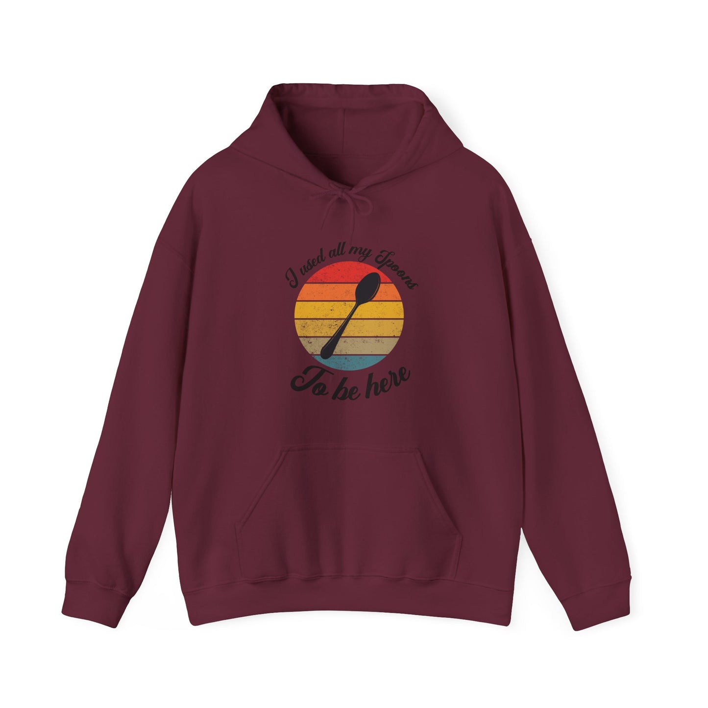 Humorous spoon theory hoodie, "I don't have enough spoons to be here hoodie" Empowering Stylish Comfort Apparel