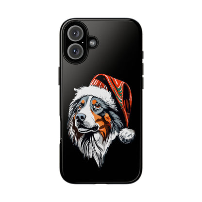 Festive Australian Shepherd Christmas Phone Case - Compatible with 16, 15,  Pro Max, Galaxy, & Pixel