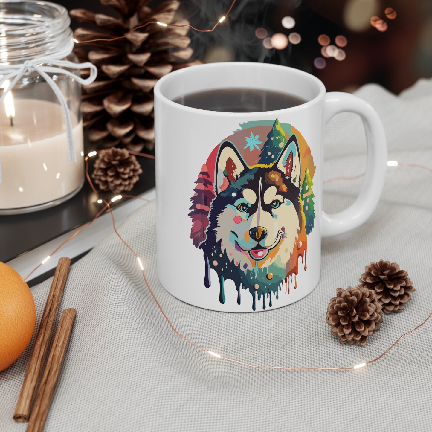 Holiday Christmas Husky Mug - Perfect Winter Dog Cup for Holiday Cheer, Siberian Husky Xmas gift, pet lover mug