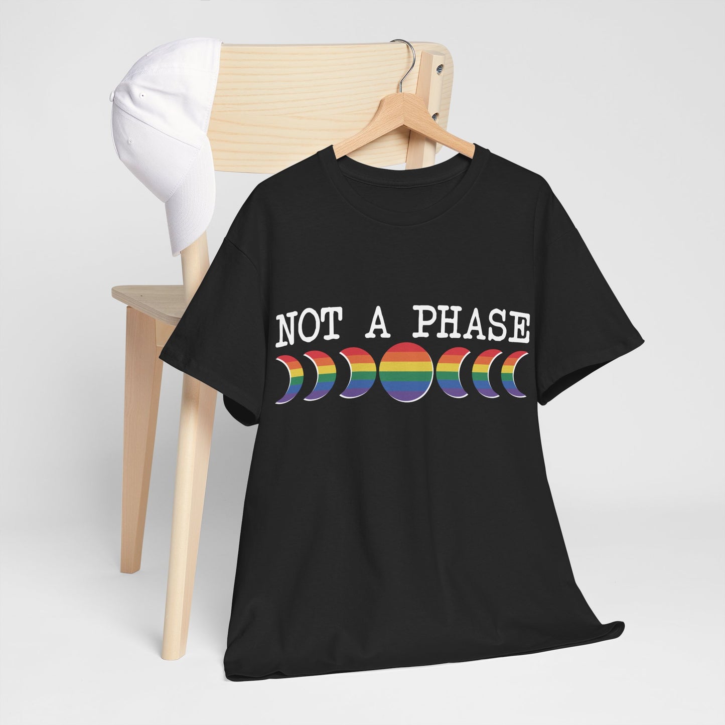 LGBTQ+ Pride "Not a Phase" Rainbow Moon Phases Design Soft T-Shirt