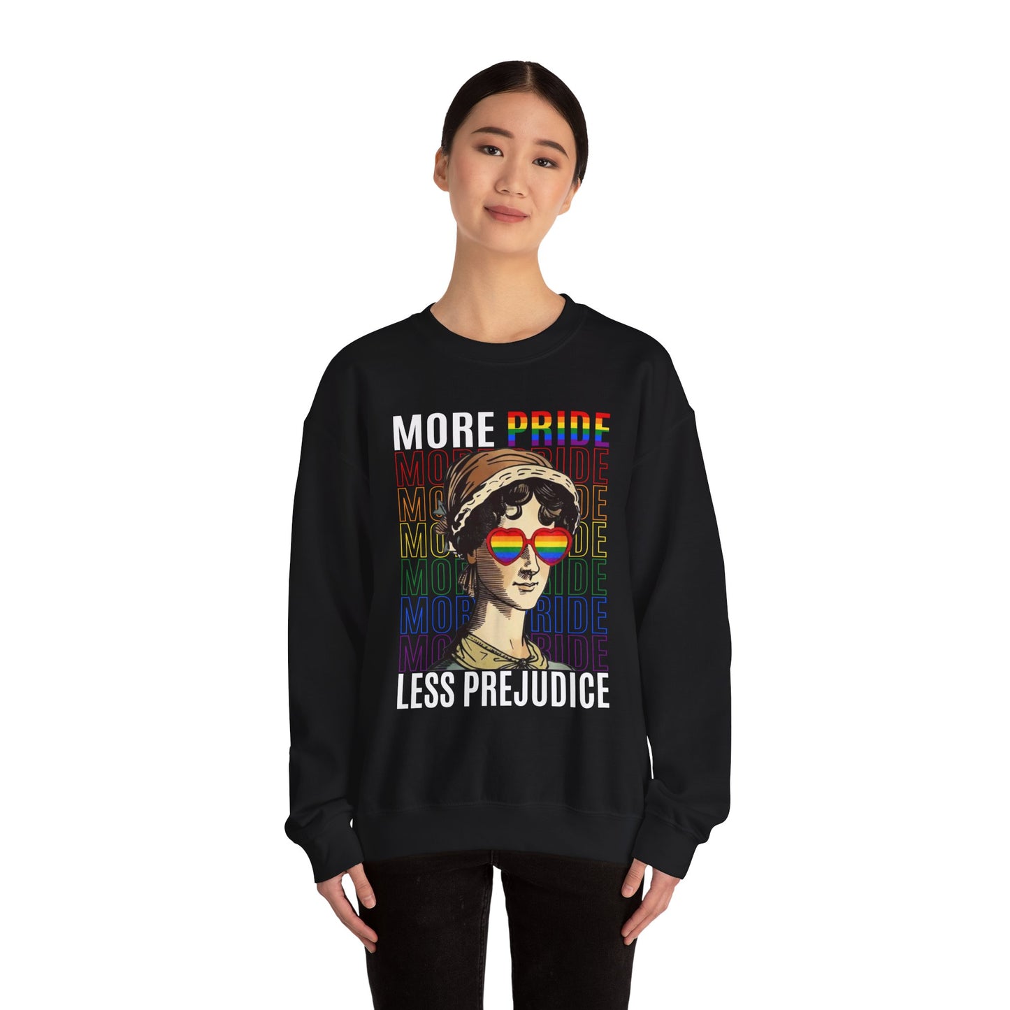 LGBTQ+ More Pride Less Prejudice Emily Dickinson humorous Pride Rainbow Unisex Sweatshirt