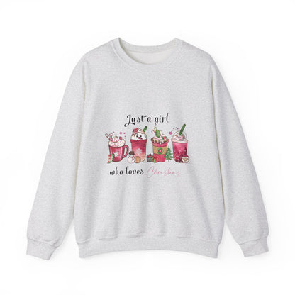 Funny Womens Christmas sweatshirt, Just A Girl Who Loves Christmas, Christmas Lover, Holiday Unisex Heavy Blend™ Crewneck Sweatshirt