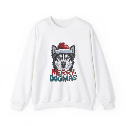 Cute Husky Christmas Sweathirt, Animal Lover Gift  For Christmas, Christmas Merry Dogmas Unisex Heavy Blend™ Crewneck Sweatshirt