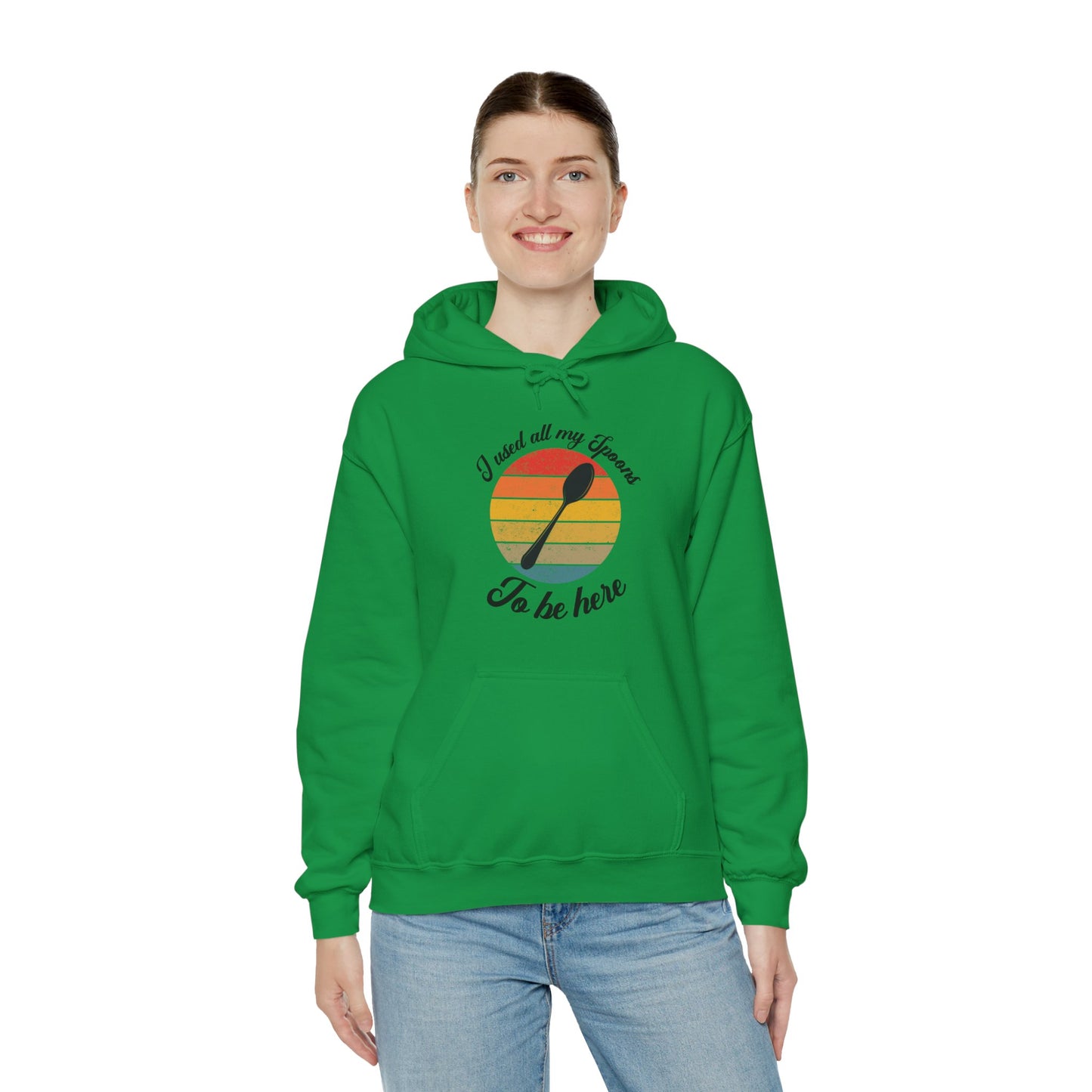 Humorous spoon theory hoodie, "I don't have enough spoons to be here hoodie" Empowering Stylish Comfort Apparel