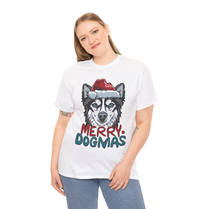 Cute Husky Christmas Shirt, Animal Lover Gift Tee For Christmas, Christmas Dogs Shirt, Christmas Tee For Dog Owner, Merry Dogmas Shirt