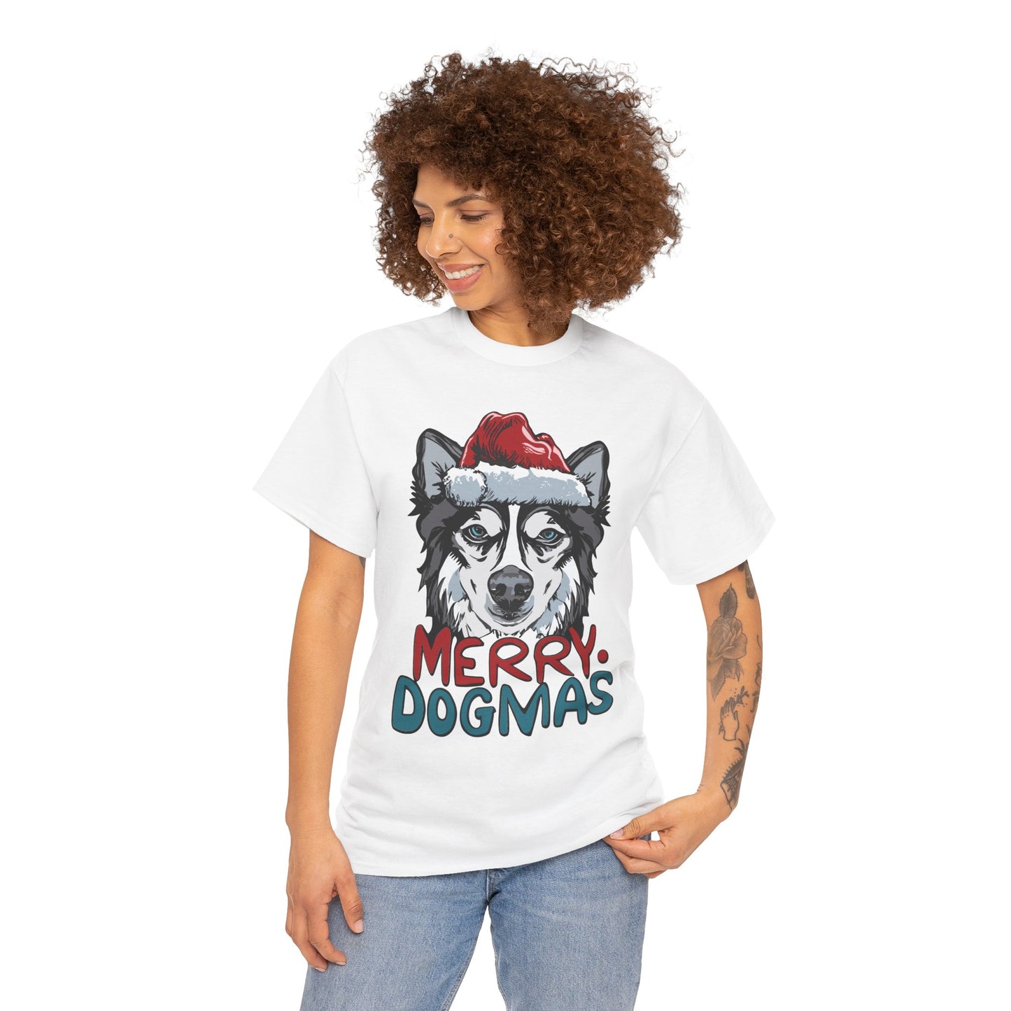 Cute Husky Christmas Shirt, Animal Lover Gift Tee For Christmas, Christmas Dogs Shirt, Christmas Tee For Dog Owner, Merry Dogmas Shirt