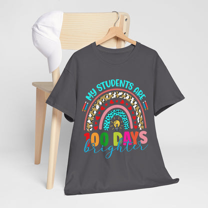 Funny school tshirt, students are 100 days brighter shirt, teacher hundred days tee