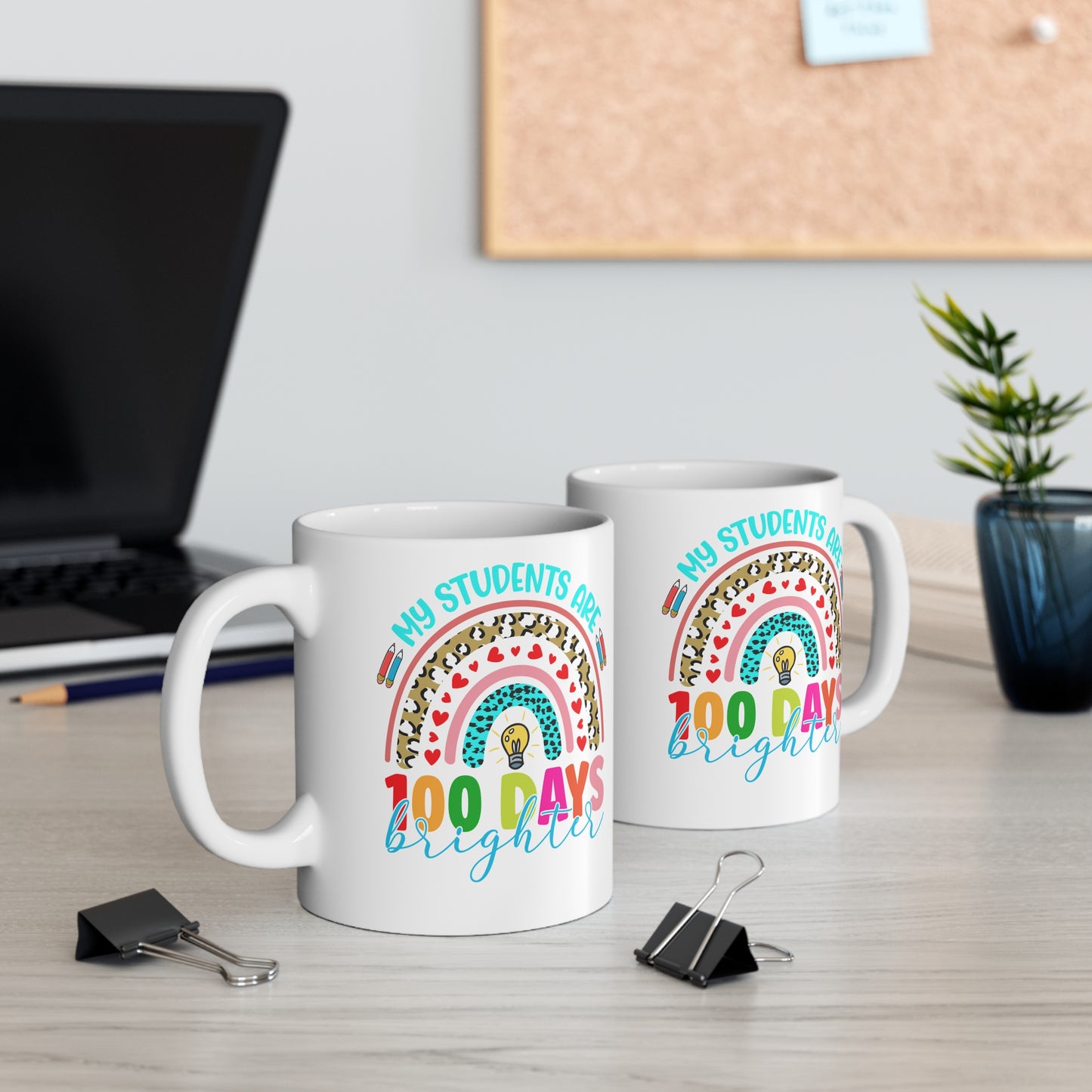 Teacher 100 days mug, My students are 100 days brighter, Teacher gift, school gift