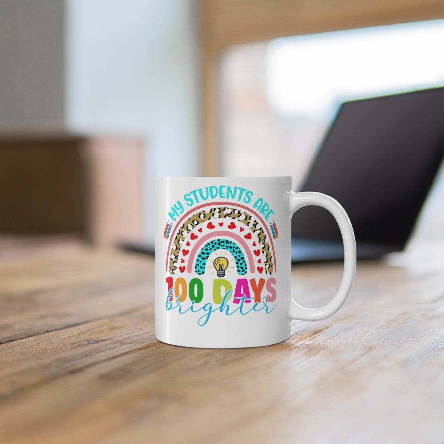 Teacher 100 days mug, My students are 100 days brighter, Teacher gift, school gift