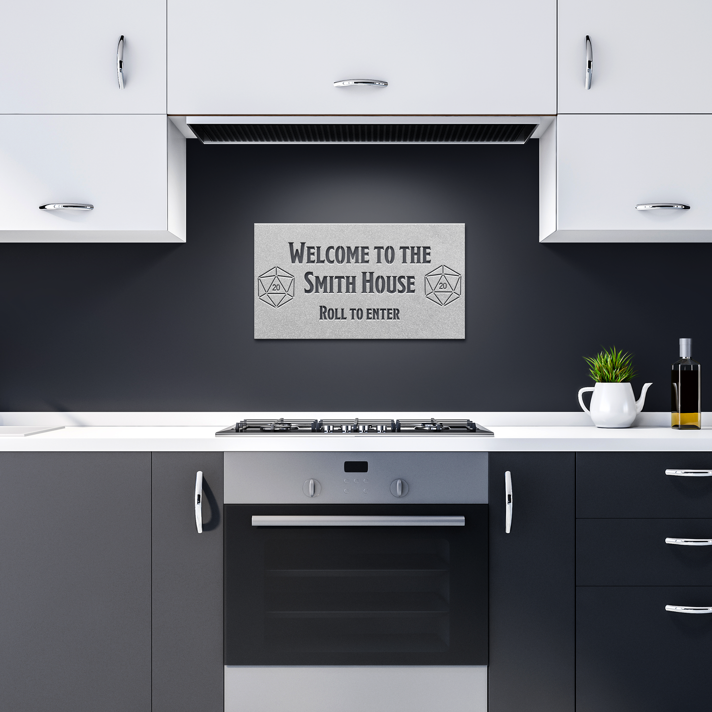 Customizable_DnD_Welcome_Metal_Sign_Silver_Dark_Kitchen_Mockup.png
