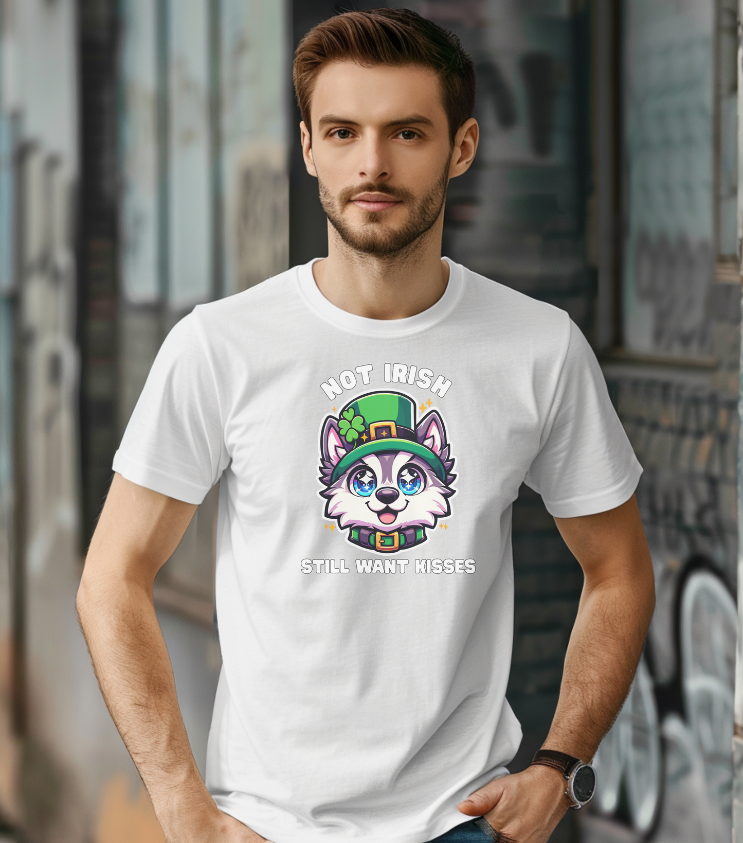 Not Irish But Kissable Husky T-Shirt - St. Patrick’s Day Themed Tee