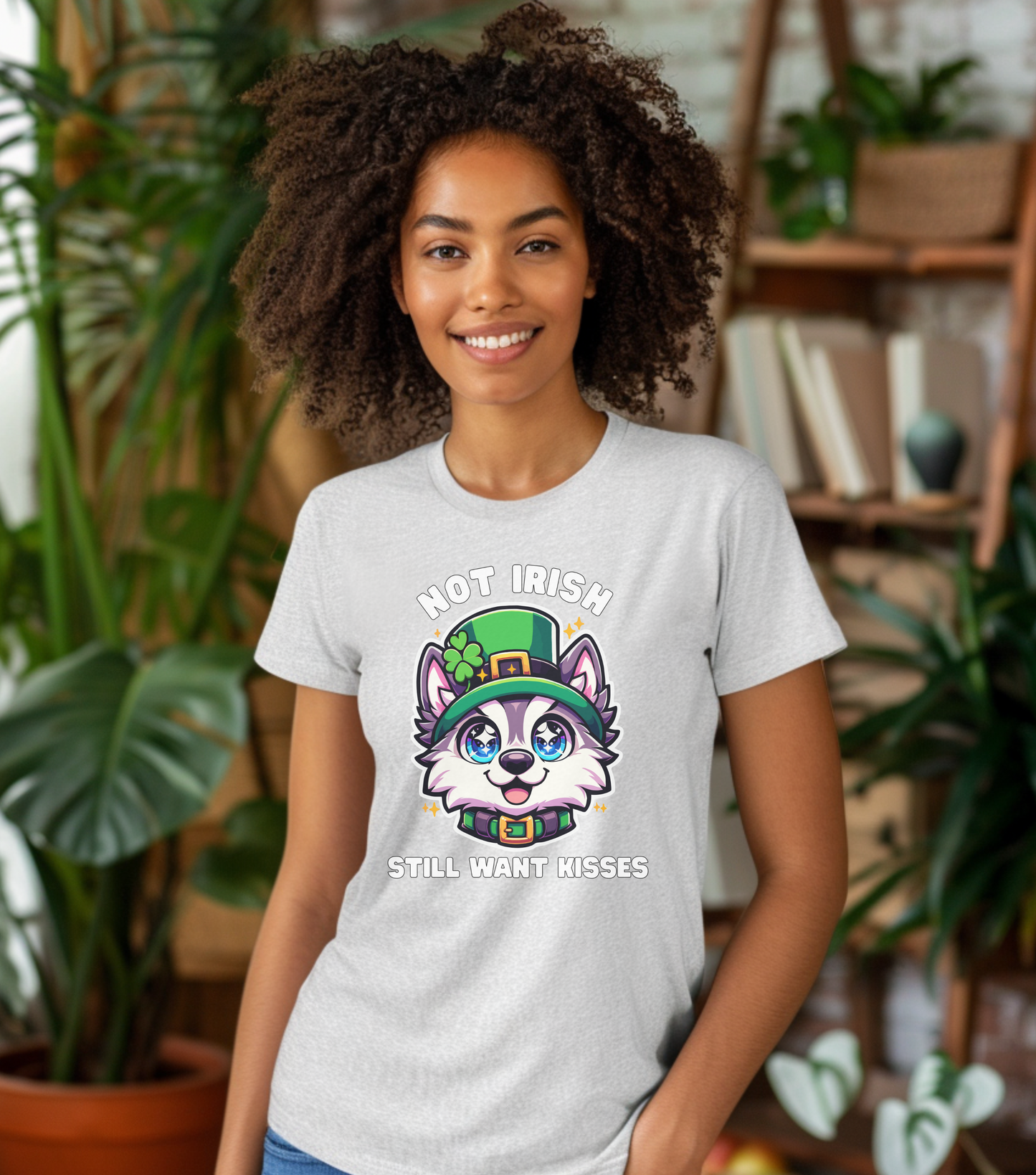 Not Irish But Kissable Husky T-Shirt - St. Patrick’s Day Themed Tee