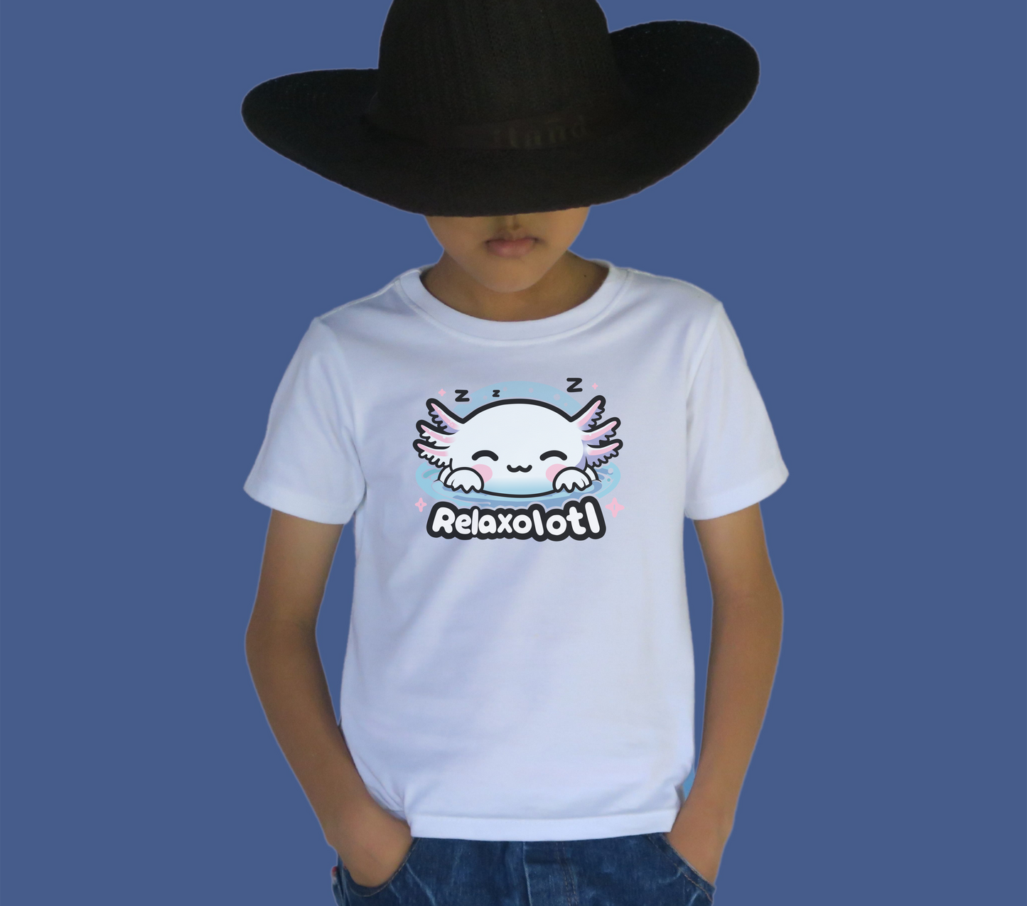 Cartoon kids Axolotl T-Shirt, Kawaii Aquatic Animal Tee, Cute Relaxolotl Lover Gift, unisex cotton shirt