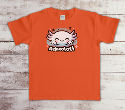 Cartoon kids Axolotl T-Shirt, Kawaii Aquatic Animal Tee, Cute Relaxolotl Lover Gift, unisex cotton shirt