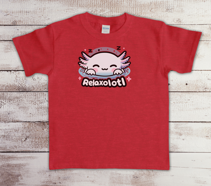 Cartoon kids Axolotl T-Shirt, Kawaii Aquatic Animal Tee, Cute Relaxolotl Lover Gift, unisex cotton shirt