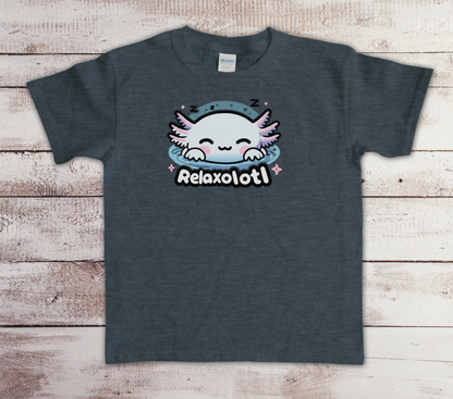 Cartoon kids Axolotl T-Shirt, Kawaii Aquatic Animal Tee, Cute Relaxolotl Lover Gift, unisex cotton shirt