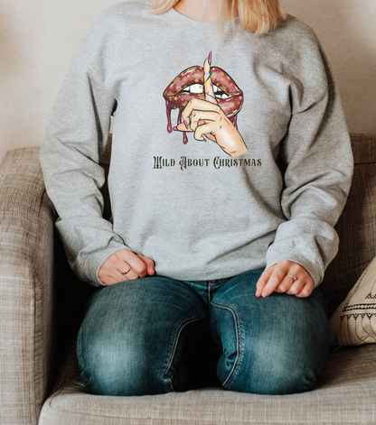 Wild about christmas Sweatshirt, Funny Christmas Sweatshirt, Sublimation, Christmas vibes gift Unisex Heavy Blend™ Crewneck Sweatshirt